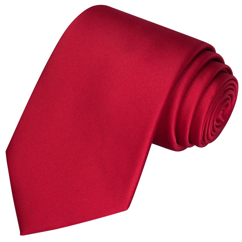 KissTies Mens 63'' Extra Long Tie Red Solid Satin Ties For Big Tall Men - Image 1